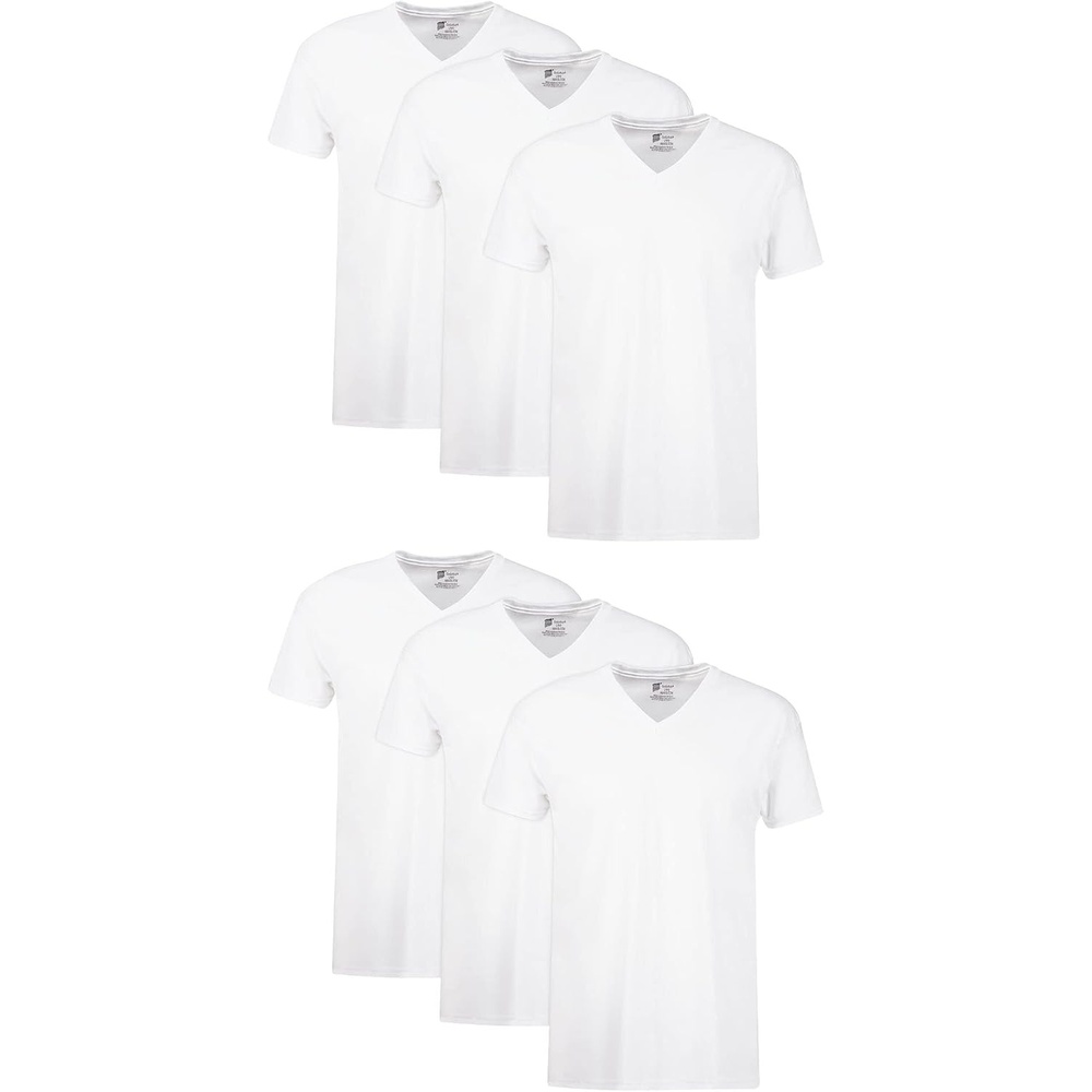 image:imageHanes Mens Undershirts TShirt Pack VNeck Cotton Tees for Men MoistureWicking Odor Control White MultiPackWhite 6 Pack