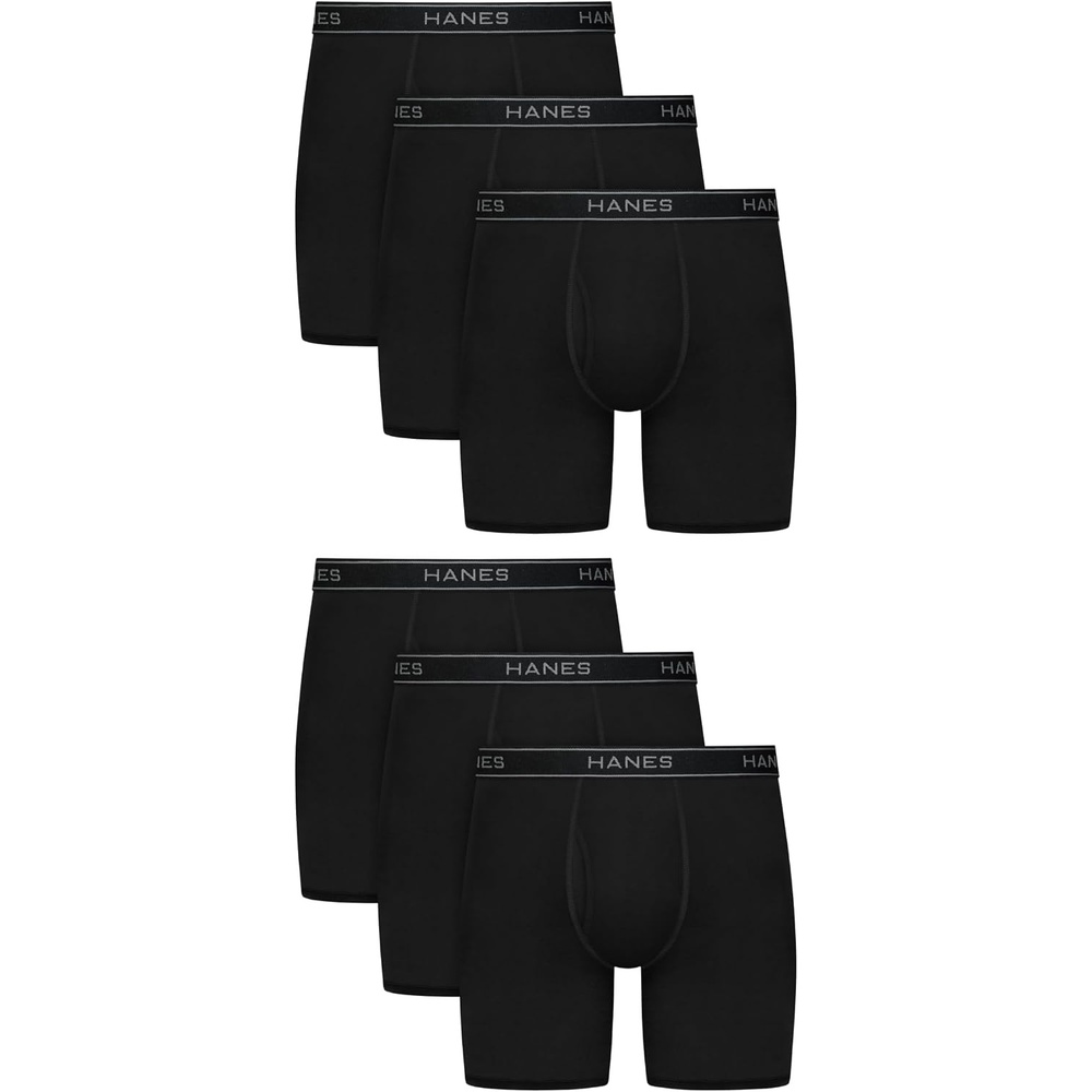 image:imageHanes Mens Underwear Boxer Brief Pack Performance Stretch Underwear Moisturewicking Boxer Briefs for Men 6packBlack