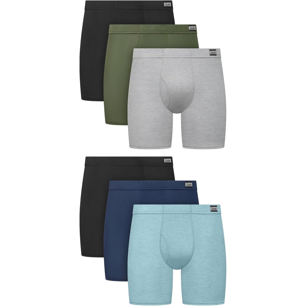 image:imageHanes Mens Underwear Boxer Briefs Pack Moisturewicking Underwear for Men Breathable Cool amp Breathable CottonBlackBlueNavyGreyGreen