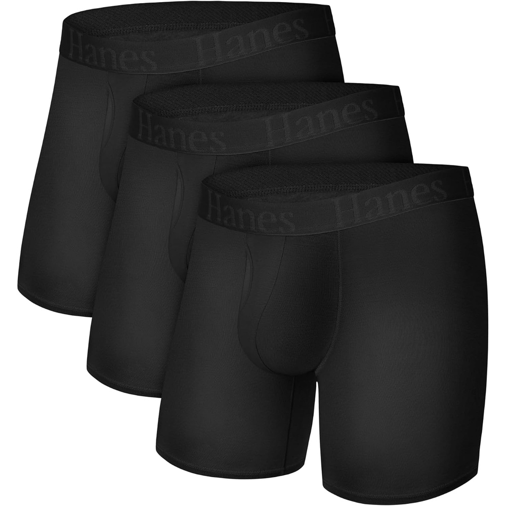image:imageHanes Mens Underwear SuperSoft Viscose from Bamboo 3Pack Sexy Mens Underwear Short or Regular Leg Boxer BriefsBlack