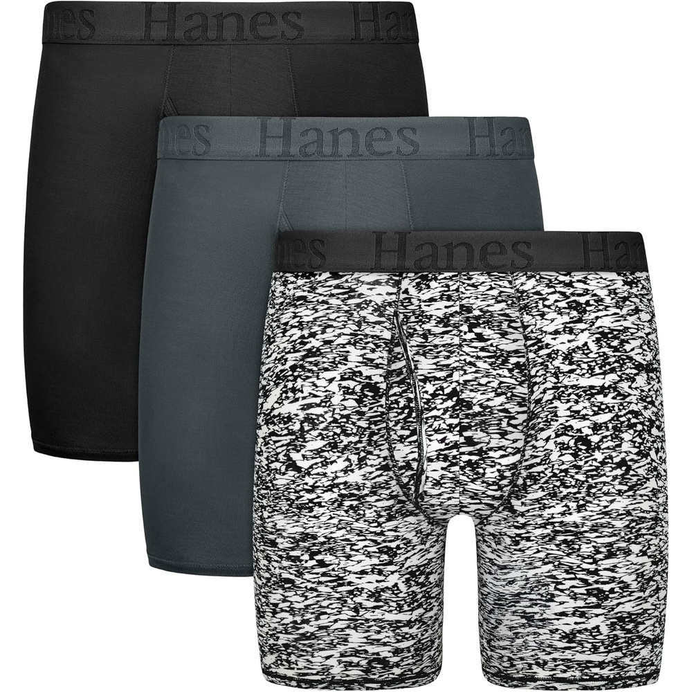 image:imageHanes Mens Underwear SuperSoft Viscose from Bamboo 3Pack Sexy Mens Underwear Short or Regular Leg Boxer BriefsBlackGrey