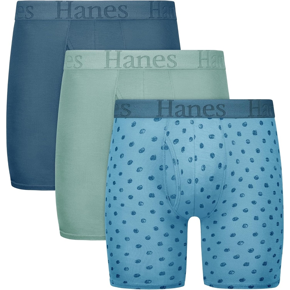 image:imageHanes Mens Underwear SuperSoft Viscose from Bamboo 3Pack Sexy Mens Underwear Short or Regular Leg Boxer BriefsBlueGreen