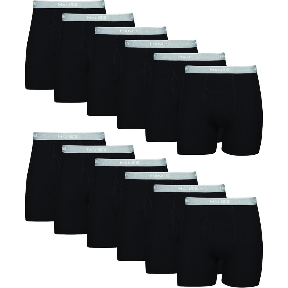 image:imageHanes mens Underwear Boxer Briefs Pack Cool amp Breathable Cotton Moisturewicking Underwear for Men No Ride UpBlack 12 Pack