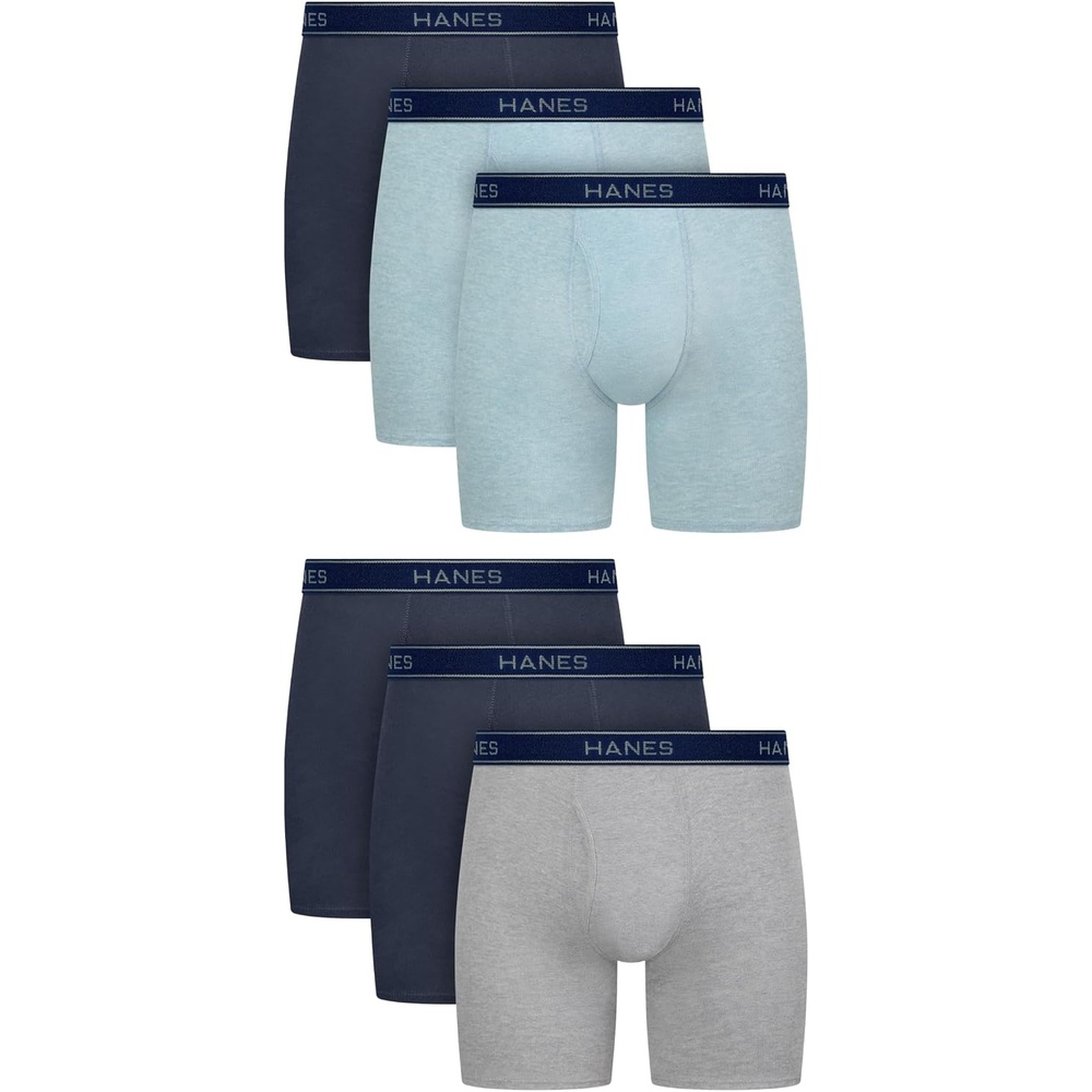 image:imageHanes mens Underwear Boxer Briefs Pack Cool amp Breathable Cotton Moisturewicking Underwear for Men No Ride UpGreyNavyBlue 6 Pack