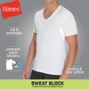 Hanes Men’s Sweat Block Undershirt, Underarm Sweat Blocking Tee, White V-Neck T-Shirt, 3-Pack