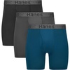 Hanes Men’s Stay Dry Pouch Boxer Briefs, Performance Stretch Boxer Brief With Leak Protection, 3-pack(Black  Grey  Blue)