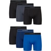 Hanes Men’s Underwear Boxer Brief Pack, Performance Stretch Underwear, Moisture-wicking Boxer Briefs for Men, 6-pack(Black/Blue/Grey)