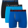 Hanes Men’s Underwear Boxer Briefs Pack, 3-Pack, Total Support Pouch, Long or Short-Leg Boxer Briefs(Awesome Blue/Palatinate Blue/Black)