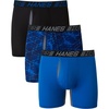 Hanes Men’s Underwear Boxer Briefs Pack, 3-Pack, Total Support Pouch, Long or Short-Leg Boxer Briefs(Blue/Black)