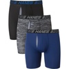Hanes Men’s Underwear Boxer Briefs Pack, 3-Pack, Total Support Pouch, Long or Short-Leg Boxer Briefs(Blue/Grey/Black)
