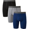 Hanes Men’s Underwear Boxer Briefs or Long-Leg Boxer Briefs Pack, 3 Pack, No-Ride-Up, Stretch-Cotton Men Clothing(Navy/Grey/Black – Long Leg Briefs)