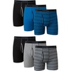 Hanes mens Underwear Boxer Briefs Pack, Cool & Breathable Cotton Moisture-wicking Underwear for Men, No Ride Up(Striped Blue – 6 Pack)