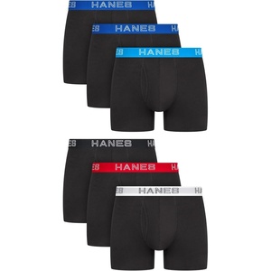 Hanes Men’s Boxer Brief Underwear Pack, Stretch Cotton Boxer Briefs for Men, Moisture-wicking, 6-pack(Black)