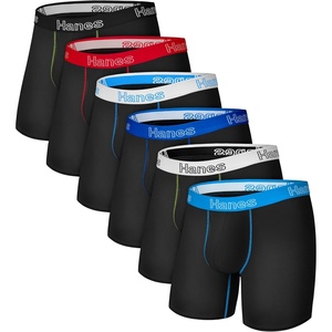 Hanes Men’s Boxer Brief Underwear Pack, Stretch Cotton Boxer Briefs for Men, Moisture-wicking, 6-pack(Black Color Band – 6 Pack)