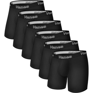 Hanes Men’s Boxer Brief Underwear Pack, Stretch Cotton Boxer Briefs for Men, Moisture-wicking, 6-pack(Solid Black – 6 Pack)