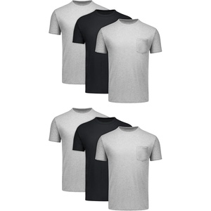 Hanes Men’s Pocket T-Shirt Undershirts 6-Pack, Cotton Tees | Cool, breathable, & stay-tucked Cotton Pocket T-Shirt 6-pack for men with odor protection and Cool Comfort moisture wicking.(Black/Grey)