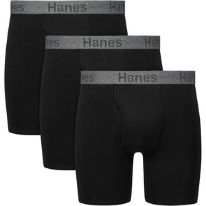 Hanes Men’s Stay Dry Pouch Boxer Briefs, Performance Stretch Boxer Brief With Leak Protection, 3-pack(Black black black)