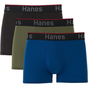Hanes Men’s Total Support Pouch Men’s Boxer Brief Underwear, Anti-chafing, Moisture-wicking Odor Control, 3-pack(Black/Blue)