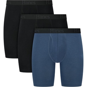 Hanes Men’s Total Support Pouch Men’s Boxer Brief Underwear, Anti-chafing, Moisture-wicking Odor Control, 3-pack(Black/Dark Grey)