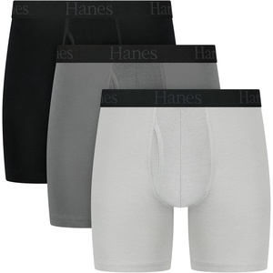 Hanes Men’s Total Support Pouch Men’s Boxer Brief Underwear, Anti-chafing, Moisture-wicking Odor Control, 3-pack(Black/Dark Grey/Light Grey)