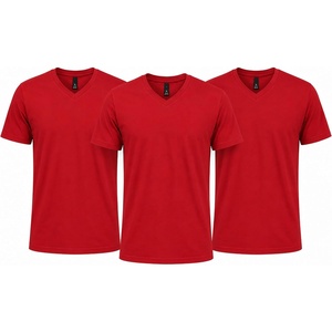 Hanes Men’s Undershirts T-Shirt Pack, V-Neck Cotton Tees for Men, Moisture-Wicking, Odor Control, White Multi-Pack(Red – 3 Pack)