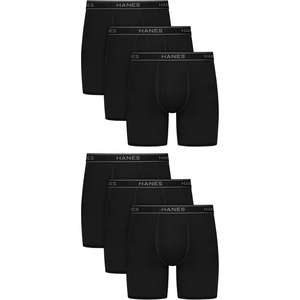 Hanes Men’s Underwear Boxer Brief Pack, Performance Stretch Underwear, Moisture-wicking Boxer Briefs for Men, 6-pack(Black)