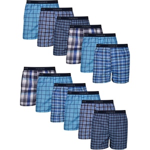 Hanes Men’s Underwear Boxers Pack, Cool & Breathable Cotton Underwear, Moisture-Wicking Boxers for Men(Blue Plaid – 12 Pack)