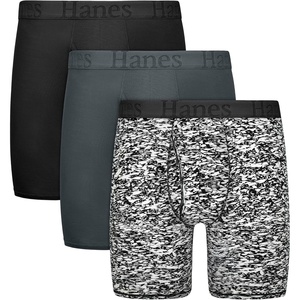 Hanes Men’s Underwear, SuperSoft Viscose from Bamboo, 3-Pack, Sexy Men’s Underwear, Short or Regular- Leg Boxer Briefs(Black/Grey)