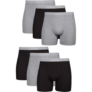 Hanes mens Underwear Boxer Briefs Pack, Cool & Breathable Cotton Moisture-wicking Underwear for Men, No Ride Up(Black/Gray – 6 Pack)