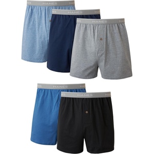 Hanes mens Underwear Boxers Pack, Cool and Breathable Cotton Underwear, Exposed and Comfortflex Waistbands, Multi-pack(Exposed Waistband Blue – 5 Pack)