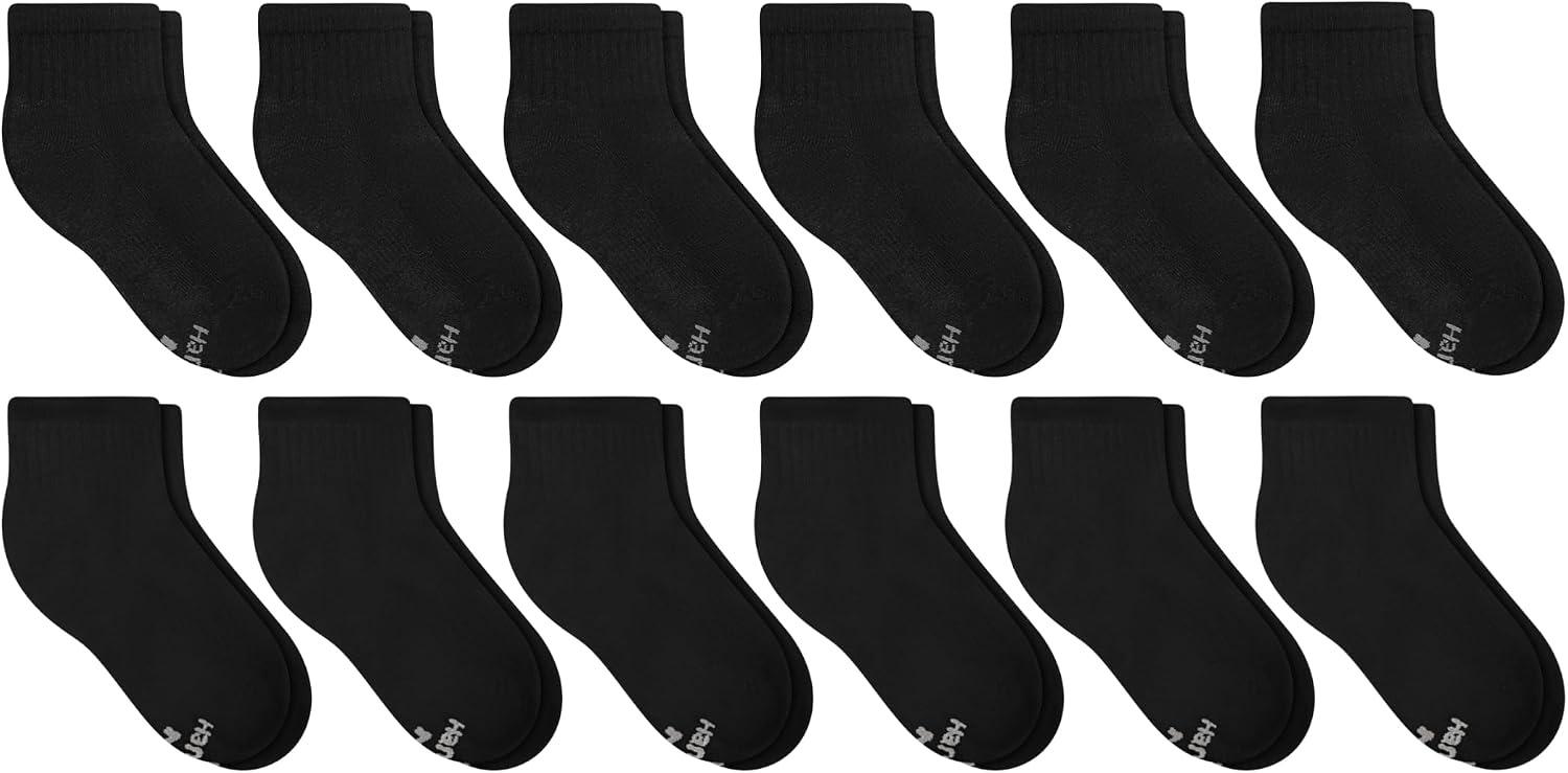 image:imageHanes Boys Noshow Socks Pack 12pack Athletic Socks for Kids Moisturewicking Cushioned ComfortBlack