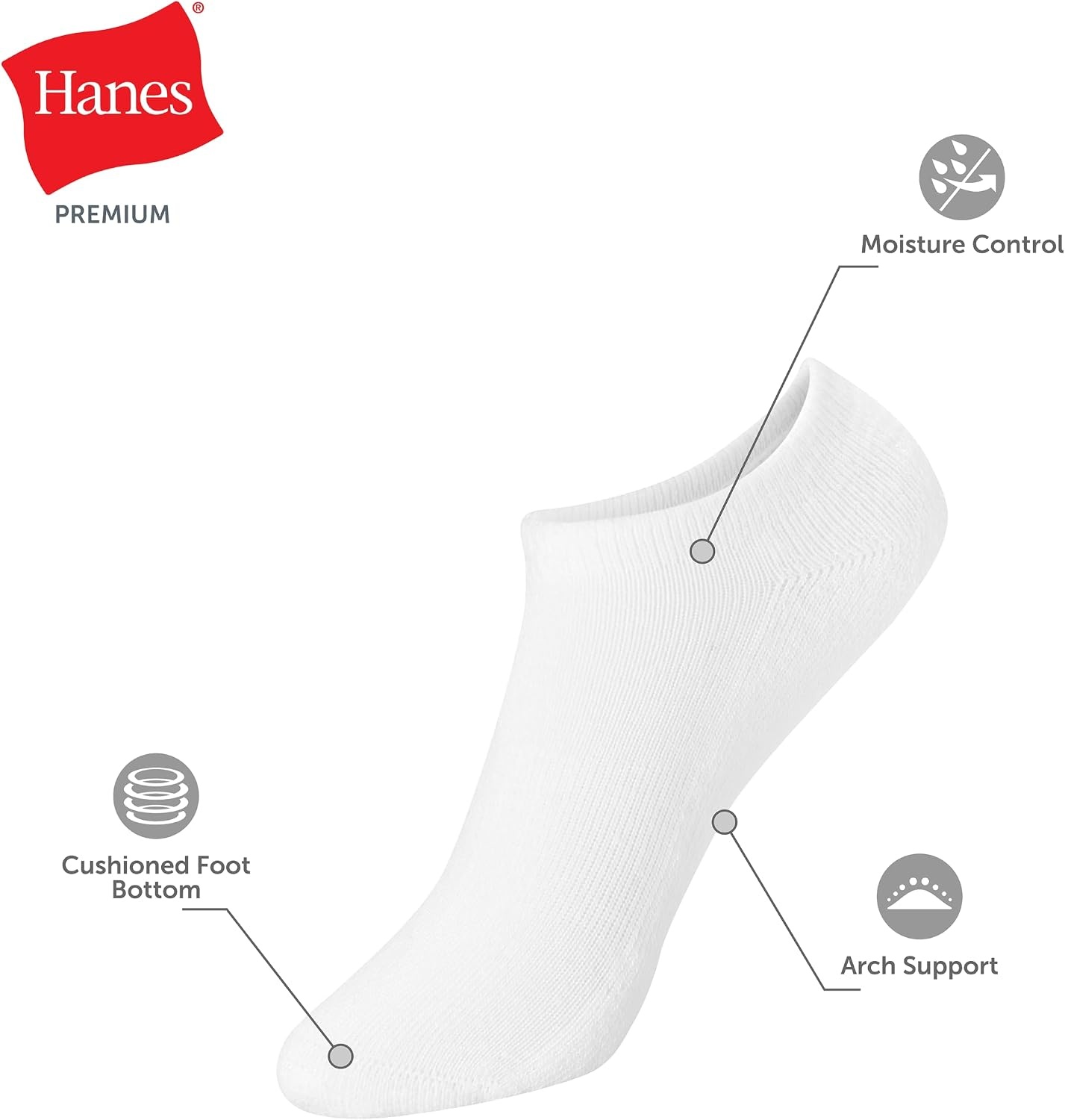 image:imageHanes Boys Noshow Socks Pack 12pack Athletic Socks for Kids Moisturewicking Cushioned ComfortWhite