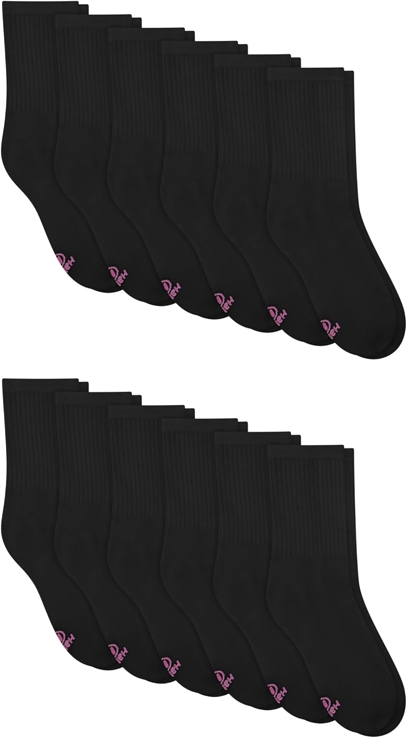 image:imageHanes Girls White Crew Ankle amp No Show Socks Pack Cushioned Socks Uniform Socks for Girls 12pairsBlack