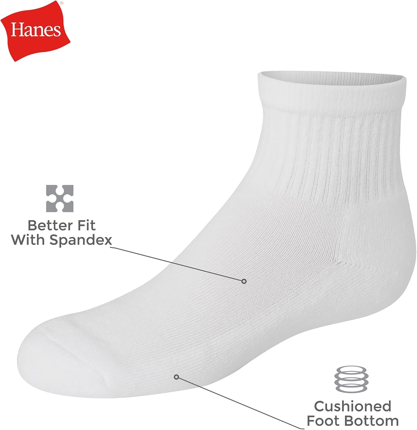 image:imageHanes Girls White Crew Ankle amp No Show Socks Pack Cushioned Socks Uniform Socks for Girls 12pairsBlack