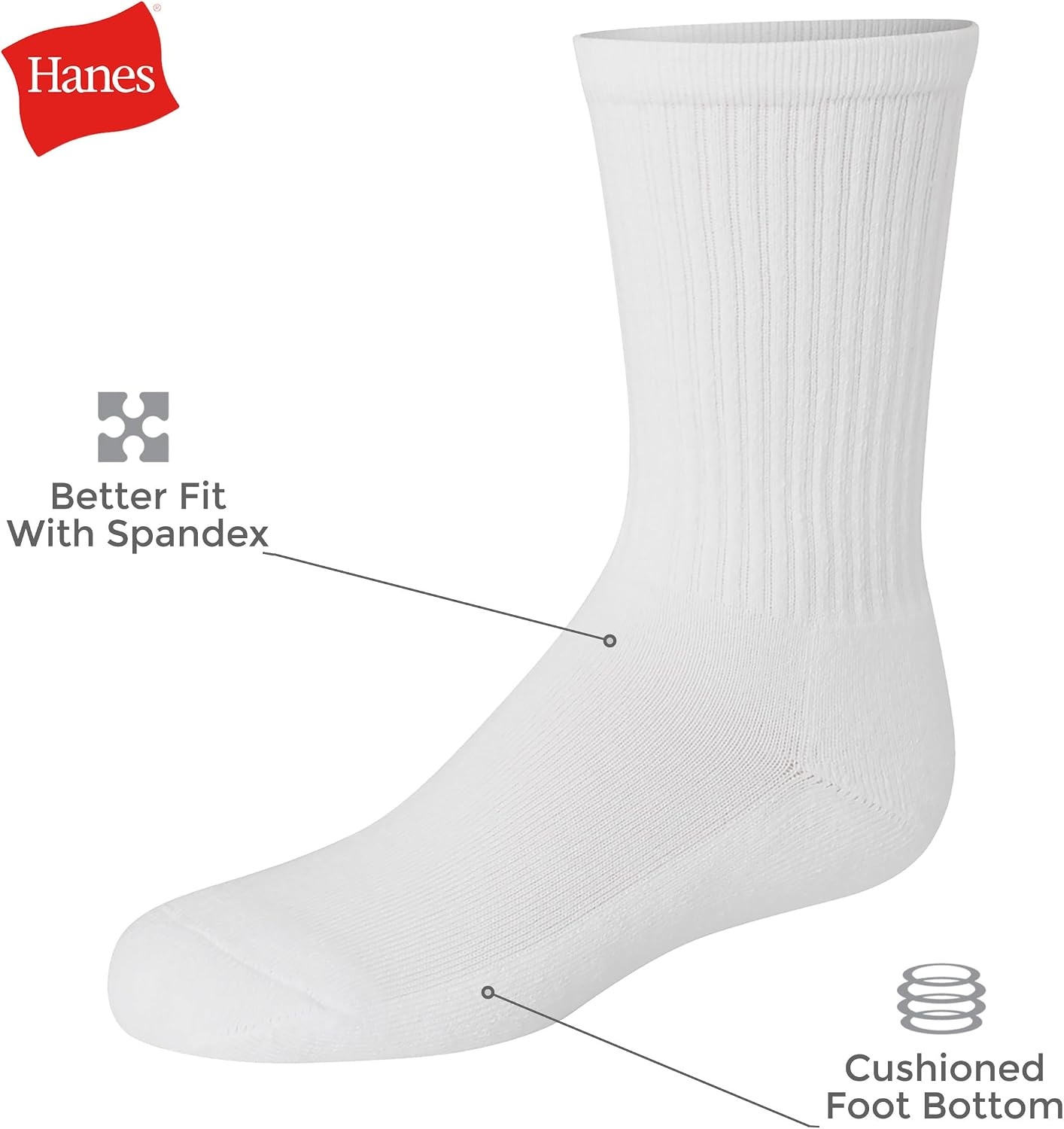 image:imageHanes Girls White Crew Ankle amp No Show Socks Pack Cushioned Socks Uniform Socks for Girls 12pairsBlack