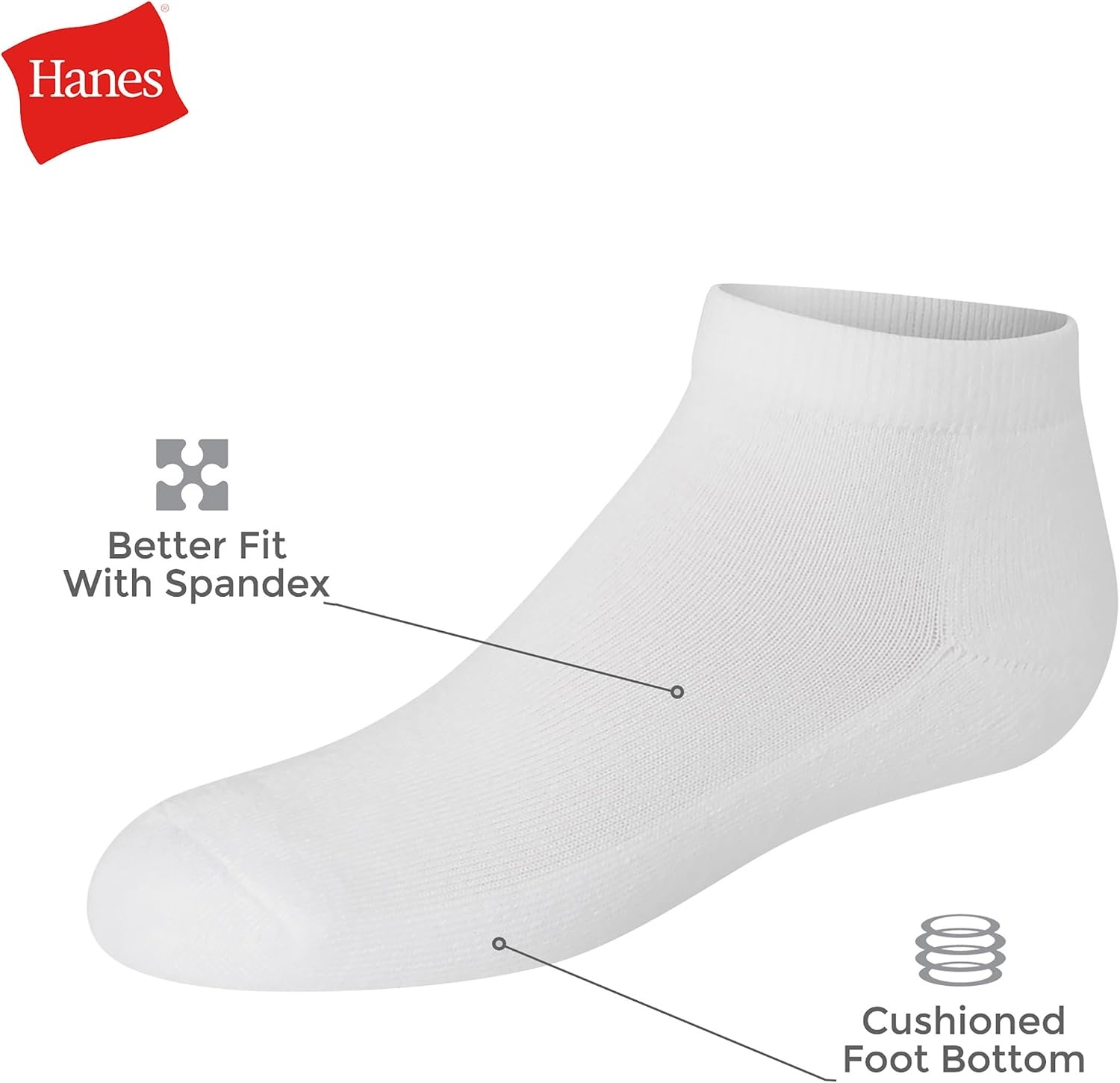image:imageHanes Girls White Crew Ankle amp No Show Socks Pack Cushioned Socks Uniform Socks for Girls 12pairsBlack