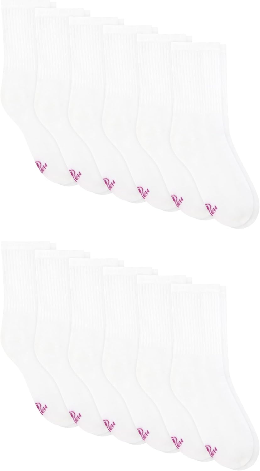 image:imageHanes Girls White Crew Ankle amp No Show Socks Pack Cushioned Socks Uniform Socks for Girls 12pairsWhite