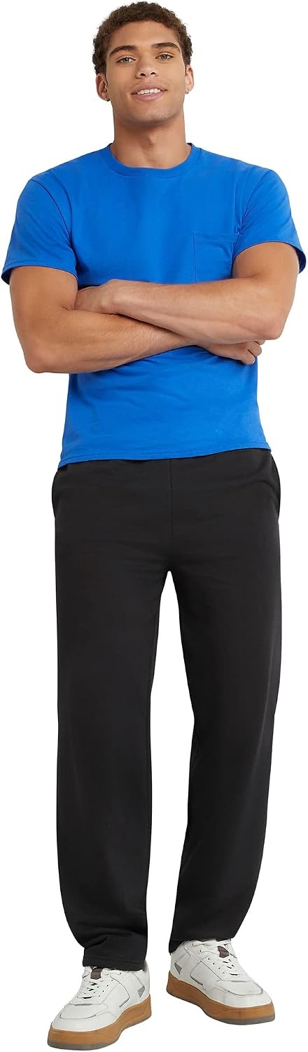 image:imageHanes Mens EcoSmart Sweatpants Athletic Lounge Pants with Pockets Open Hem Bottom Fleece PantsBlack