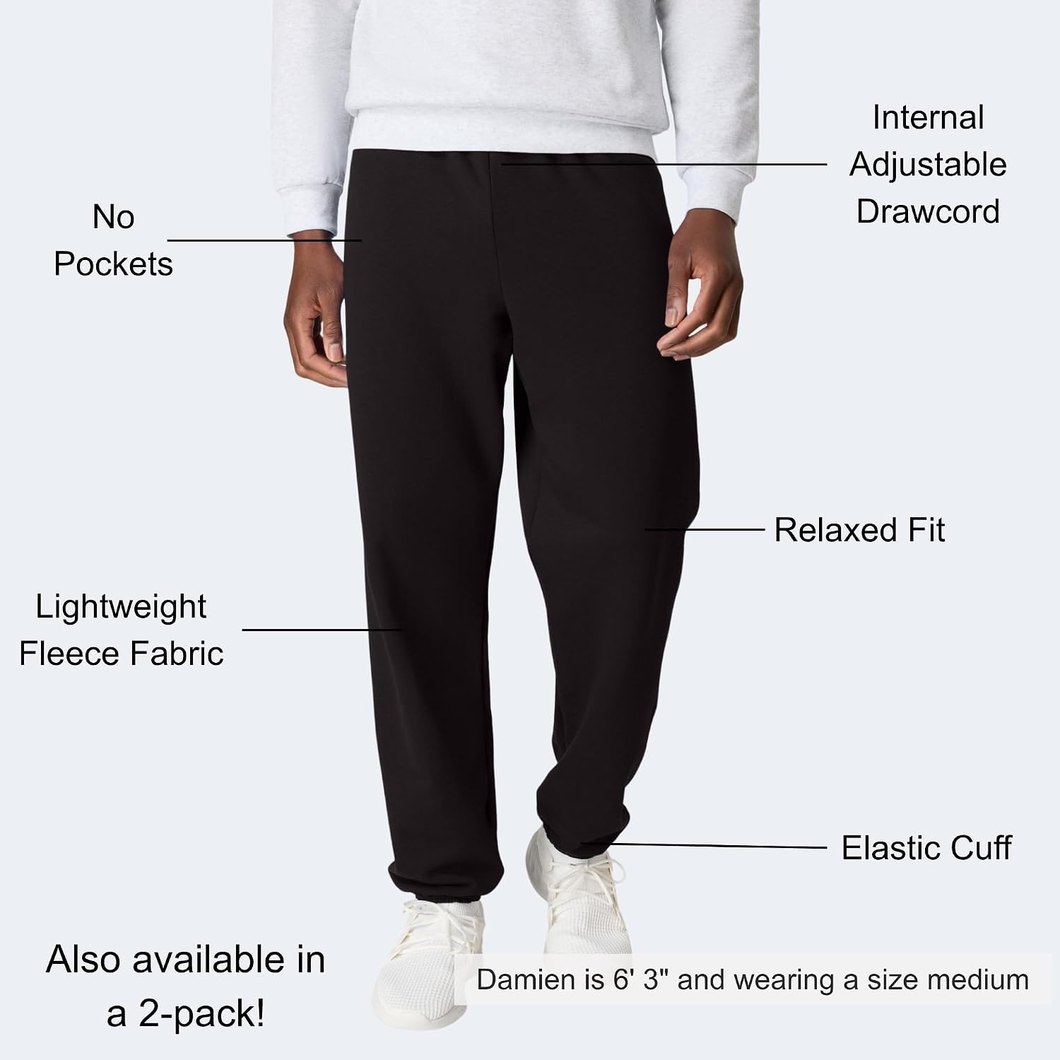 image:imageHanes Mens Ecosmart Best Sweatpants Athletic Lounge Pants with Ced CuffsBlack 1 Pack