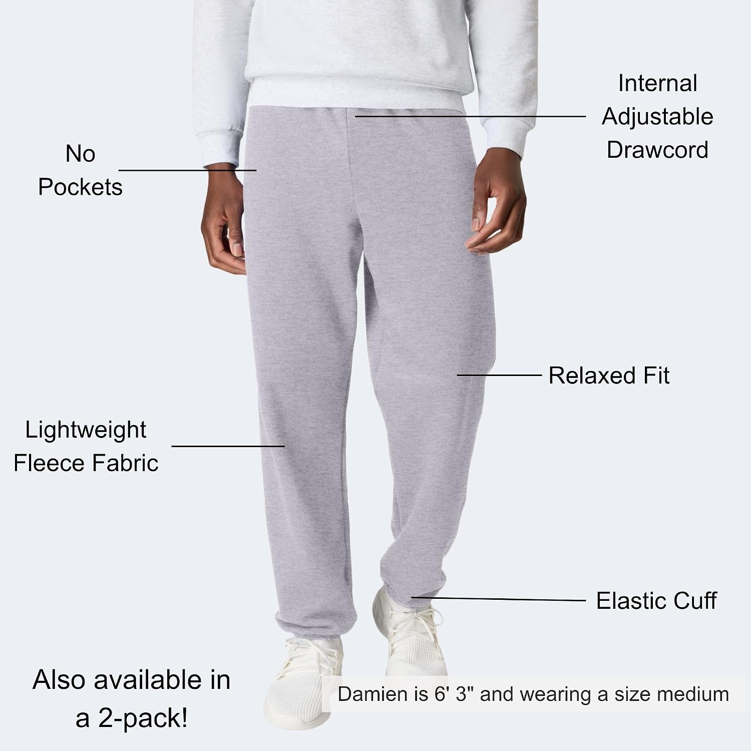 image:imageHanes Mens Ecosmart Best Sweatpants Athletic Lounge Pants with Ced CuffsLight Steel 1 Pack