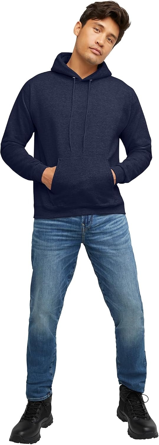 image:imageHanes Mens Hoodie EcoSmart Fleece Hooded Sweatshirt for Men amp Women Midweight Fleece Big amp Tall AvailableHeather Navy