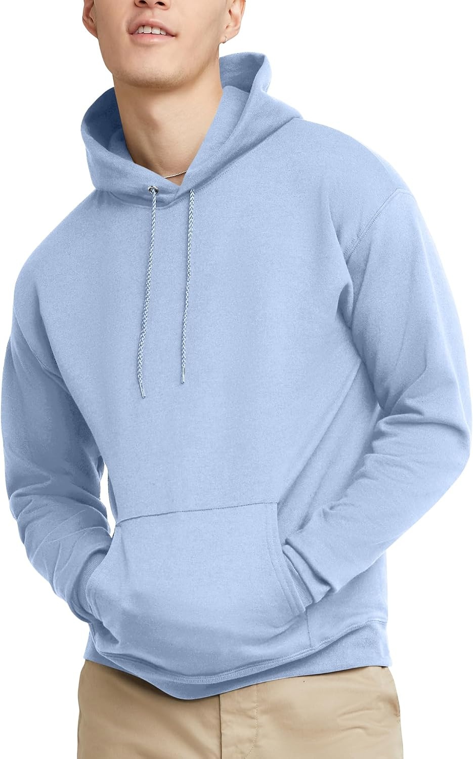image:imageHanes Mens Hoodie EcoSmart Fleece Hooded Sweatshirt for Men amp Women Midweight Fleece Big amp Tall AvailableLight Blue