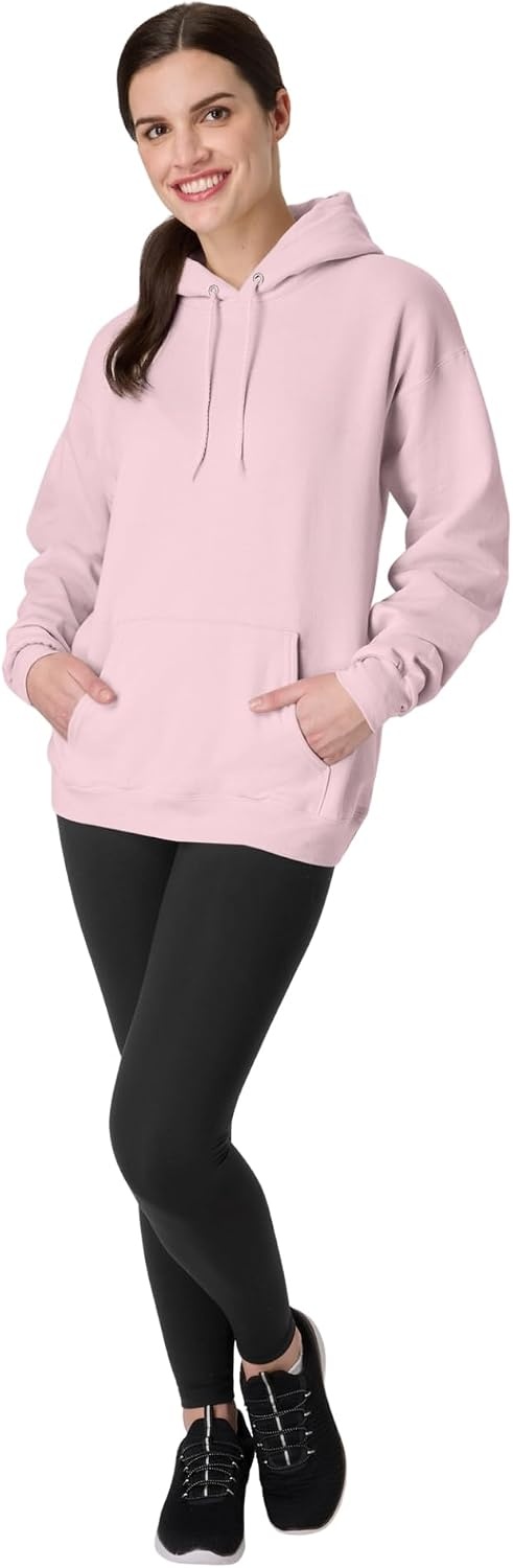 image:imageHanes Mens Hoodie EcoSmart Fleece Hooded Sweatshirt for Men amp Women Midweight Fleece Big amp Tall AvailablePale Pink