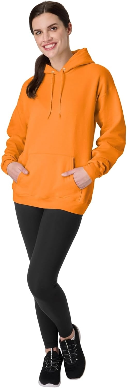 image:imageHanes Mens Hoodie EcoSmart Fleece Hooded Sweatshirt for Men amp Women Midweight Fleece Big amp Tall AvailableSafety Orange