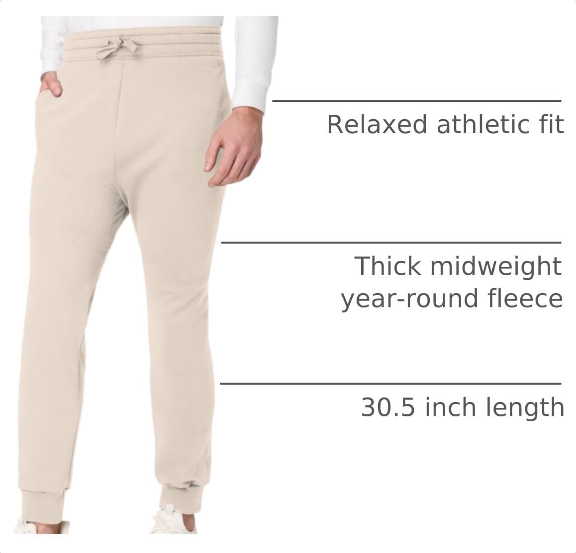image:imageHanes Mens Joggers EcoSmart Fleece Sweatpants for Men Mens Lounge Pants 305Sand