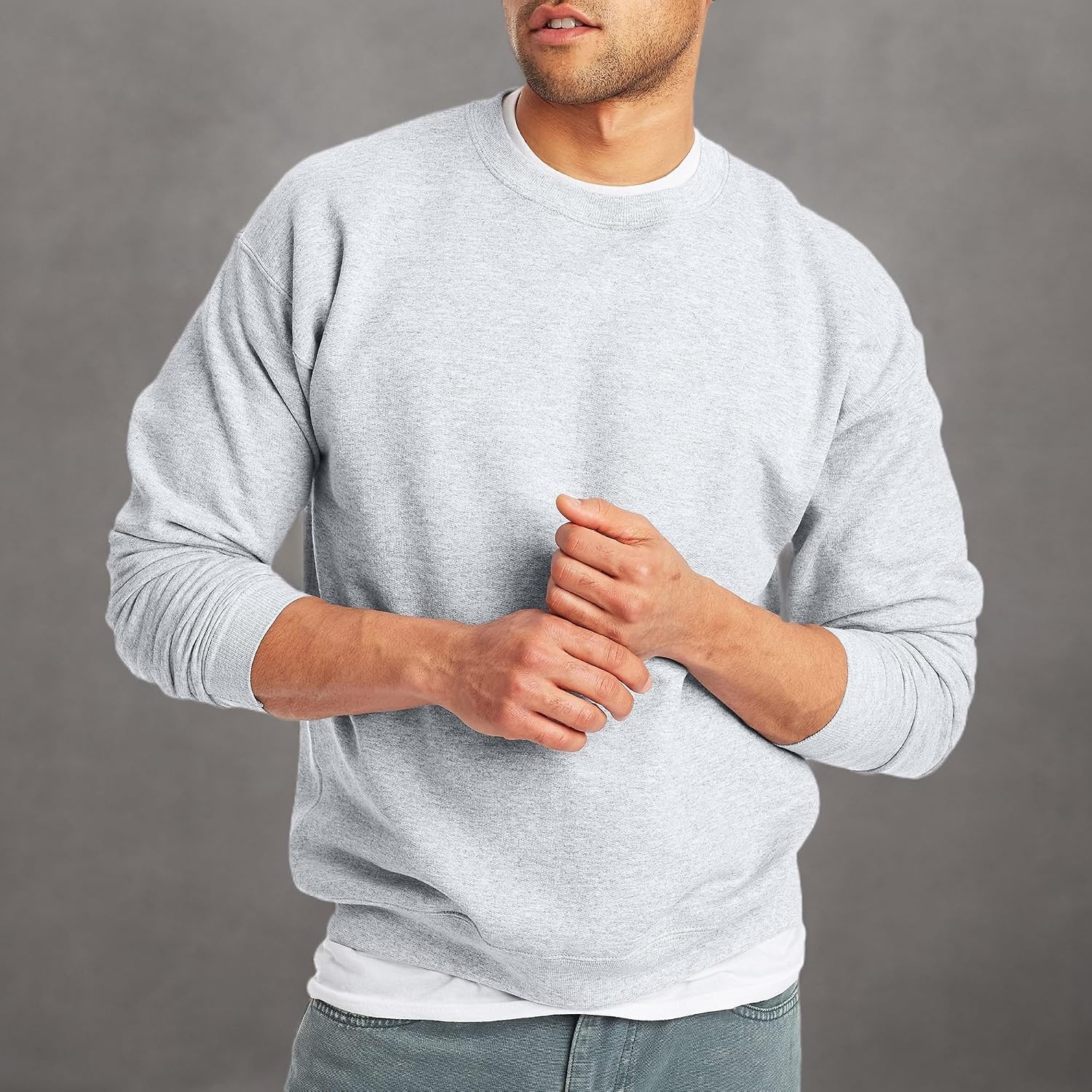image:imageHanes Mens Sweatshirt EcoSmart Fleece Crewneck Sweatshirt Big amp Tall Available 1 or 2PackAsh 1 Pack