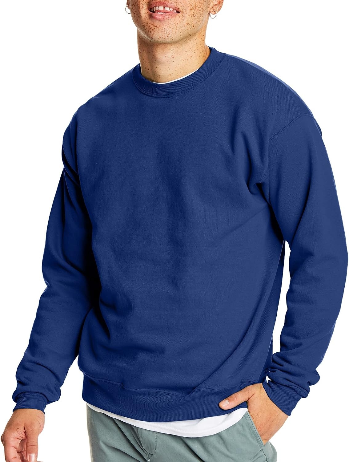 image:imageHanes Mens Sweatshirt EcoSmart Fleece Crewneck Sweatshirt Big amp Tall Available 1 or 2PackDeep Royal 2 Pack