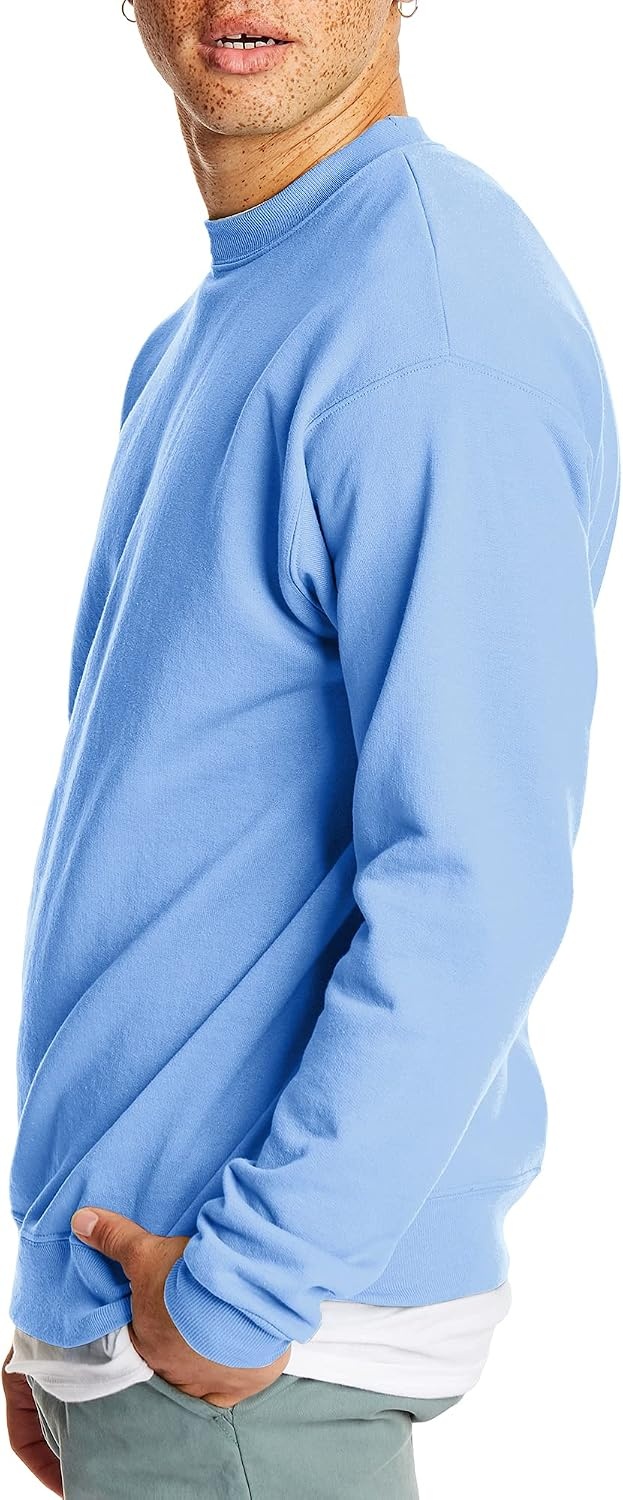 image:imageHanes Mens Sweatshirt EcoSmart Fleece Crewneck Sweatshirt Big amp Tall Available 1 or 2PackLight Blue 1 Pack
