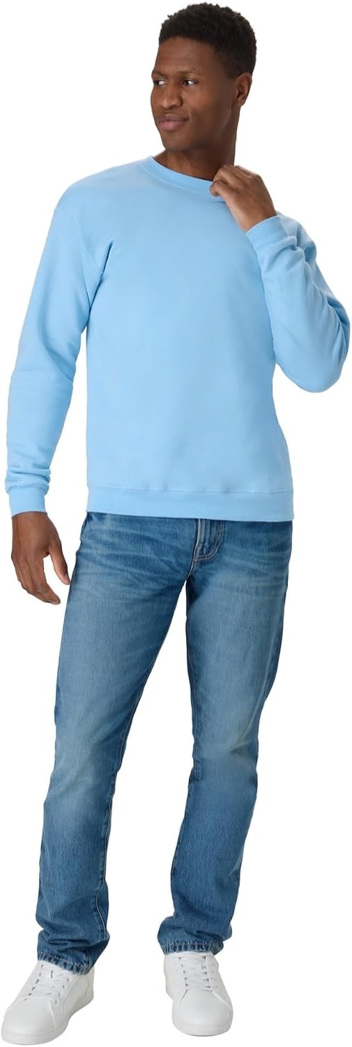 image:imageHanes Mens Sweatshirt EcoSmart Fleece Crewneck Sweatshirt Big amp Tall Available 1 or 2PackLight Blue