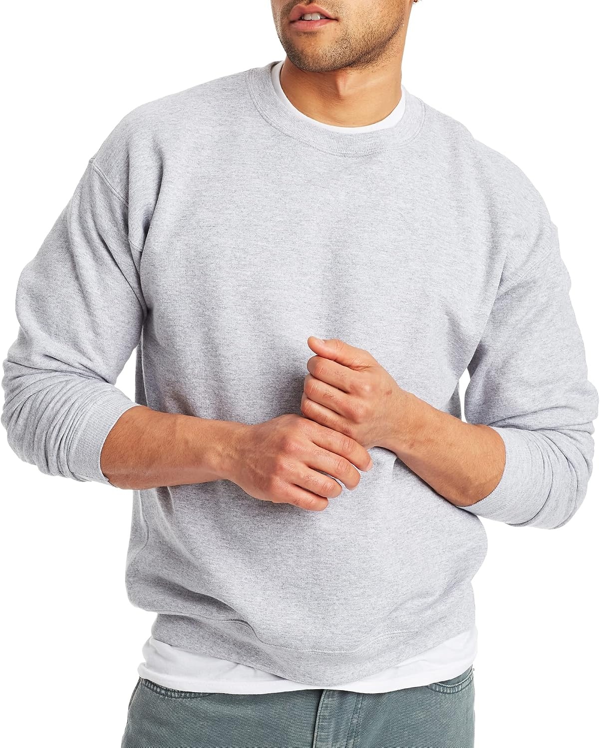 image:imageHanes Mens Sweatshirt EcoSmart Fleece Crewneck Sweatshirt Big amp Tall Available 1 or 2PackLight Steel 2 Pack
